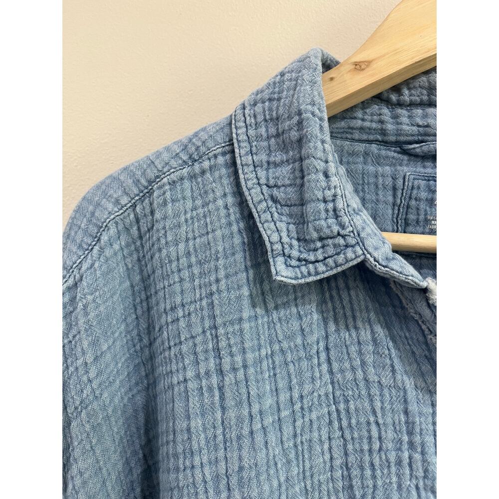 Aerie Blue Cotton Gauze Oversized Beach Swim Cover Up Shirt Size Large - Picture 8 of 12